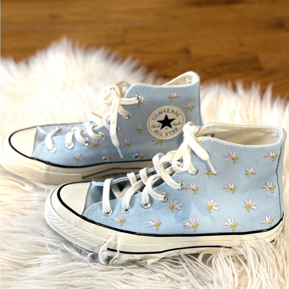Embroidered Floral High-Top Converse